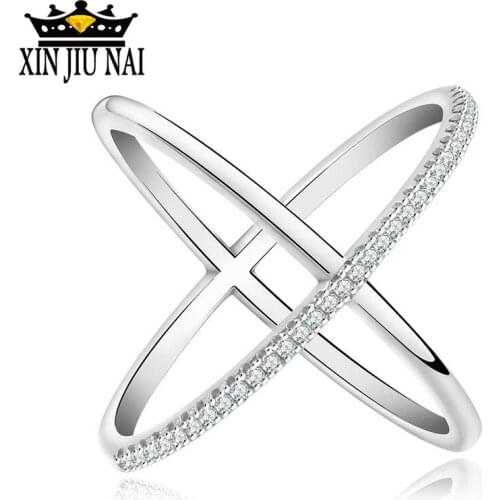 2 Colors X Shaped Letter 2018 Newest Design Infinity Ring With Micro Paved CZ Fashion Women Silver Color Rings Wholesale