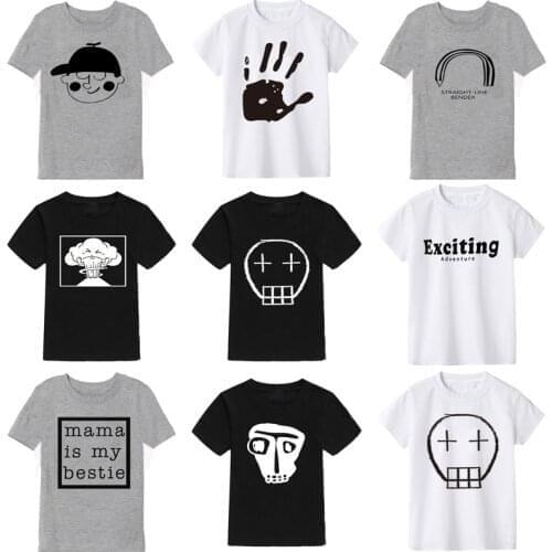 2021 New Summer Boys T Shirt Skull Fashion Cartoons Cotton Short Sleeve Children T-Shirt Kids Tops For Girls Boys Clothes 2-10Y