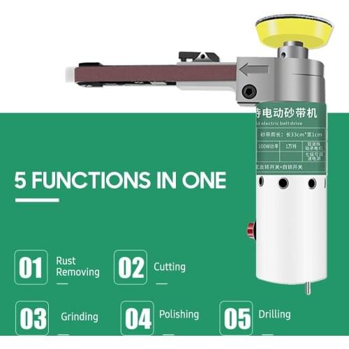 211pcs 100W Mini Electric Belt Sander Electric Grinder Polisher Abrasive Belt Tool 7-Speed Small Grinding Machine Sanding Belts