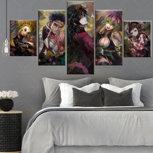 5 Piece Canvas painting Wall Art Demon Slayer: Kimetsu no Yaiba Artwork Modern Home Decor Frame
