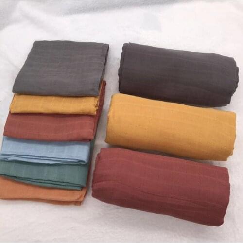 70% Bamboo 30% Cotton Muslin Baby Blanket Newborn Swaddle Plain Color Bamboo Cotton Blanket Infant Newborn Baby Wrap