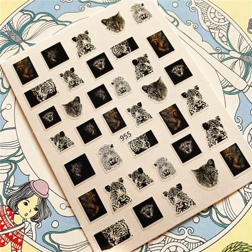 955 956 261 Leopard head Tiger head Lion head3D Back glue Nail Art Stickers Decals Sliders Nail ornament decoration
