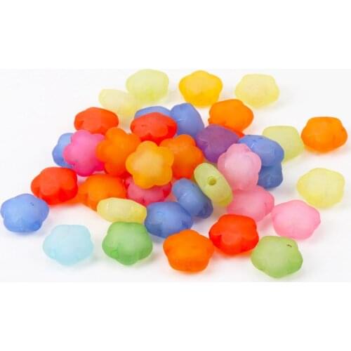 Mixed Colors Flower Frosted Shape Acrylic Spacer Beads Fit Decoration Jewelry Handmade DIY Accessoies 14mm