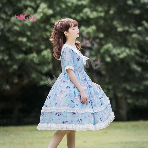 Shark Shark ~ Sweet Sailor Collar Short Sleeve Lolita Dress