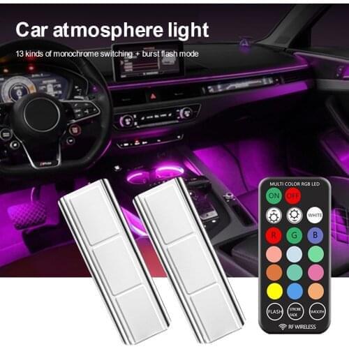 Car Interior Light Atmosphere Lamp LED RGB Floor Light Magnetic Mount with Remote Wireless Multicolor Car Decoration Accessories