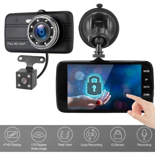 4" Car DVR 170° Wide Angle Auto DashCam HD 1080P Video Recorder Camera Dual Lens G-sensor Dash Cam Auto Accessories