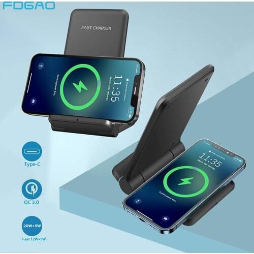 25W Foldable Dual Wireless Charger for iPhone 12 11 XS XR X 8 Airpods Pro 2 in 1 Qi Fast Charging Stand For Samsung S21 S20 S10