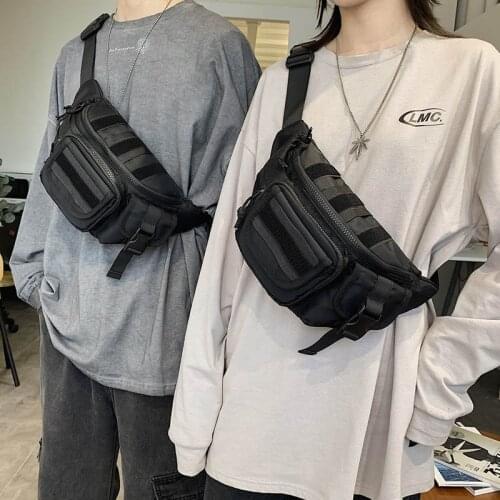 Black Chest Bag For Men 2021 Trend Unisex Waist Bag Nylon Waterproof Crossbody Pouch Travel Phone Pouch Boy Belt Bags