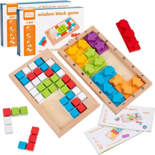 Kids Tetris Arrow Direction Board Game Boxed Question Cards Challenge Puzzle Game Logical Thinking Training Educational Toy Gift