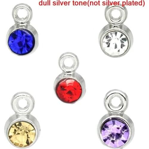 Doreen Box Lovely 50PCs Silver Color Mixed Rhinestone Pendants 8x5mm(3/8"x1/4") (B20418)
