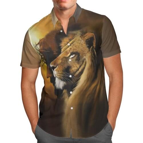 God Jesus 3D Beach Hawaiian 2021 Summer Retro Shirt Short Sleeve Shirt Streetwear Oversized 5XL Camisa Social Chemise Homme