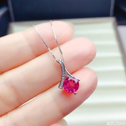 KJJEAXCMY Fine Jewelry 925 Sterling Silver inlaid Natural pink topaz Female Miss Woman Girl New Pendant Necklace fashion