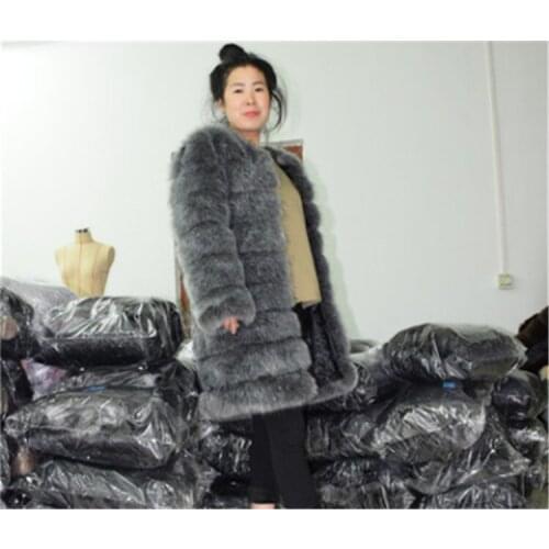 Top brand Fox Fur Fashion Coat Classic Silver Fox Coat high quality