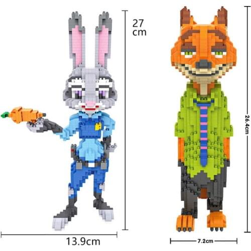 Hot cartoon movie Zootropolis judy hopps micro diamond block nick fox rabbit figures building bricks nanobricks toys collection