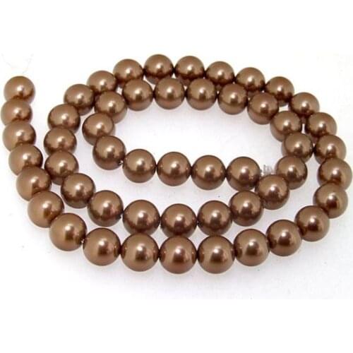 Unique Pearls jewellery Store,Luster Coffee South Seashell Pearl Loose Beads One Strand 8mm LC3-0128