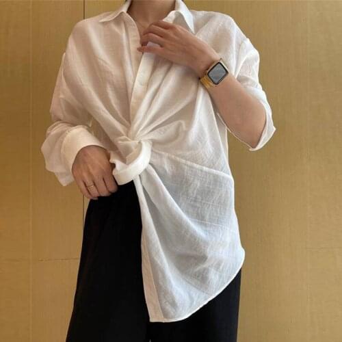 Fashion New Tencel Shirt Women White Black Khaki Personality design High Quality Long Sleeve Office Lady Shirt