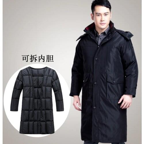 Big yards mens clothing Removable middle-aged down jacket men long style plus thickened father white duck down winter coat