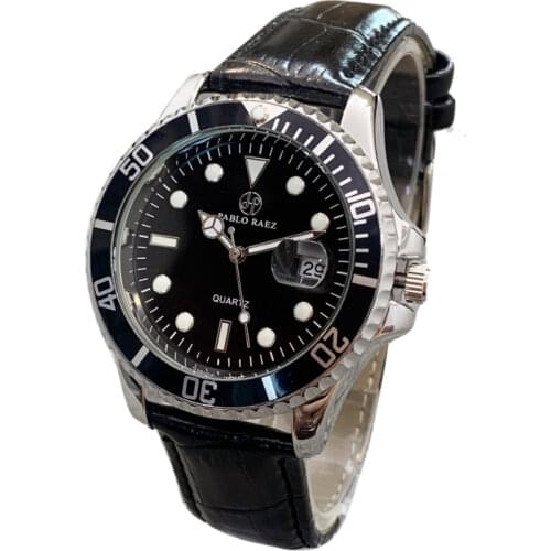 PABLO RAEZ Top Brand Luxury Men Hot Watch Male Date Sport Military Clock Leather Luminous Quartz Business Submariner Wristwatch