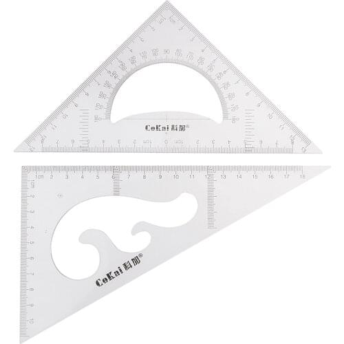30/60/45 Degree Geometry Triangle Ruler Drawing Template Set Drafting Measuring Tools 2 Pieces, Clear 20cm / 25cm / 30 cm