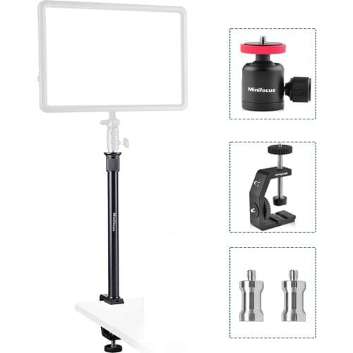 Desk Camera Mount Stand Tabletop C Clamp Mount Adjustable Aluminum Light Stand with Ball Head for DSLR/Ring Light/Video Light