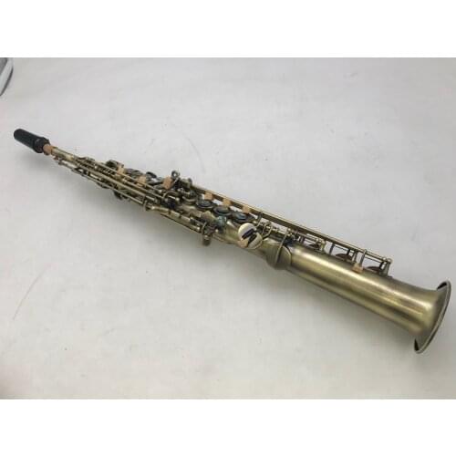 New B Flat Straight Pipe Soprano Saxophone Professional Brass Antique Copper Sax Musical Instrument with Case New Arrival