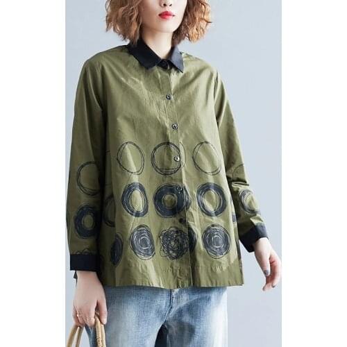 Long Sleeve Cotton Linen Autumn Vintage Plus Size Casual Loose Shirt Women Elegant Blouse 2021 Clothes Ladies Tops Streetwear