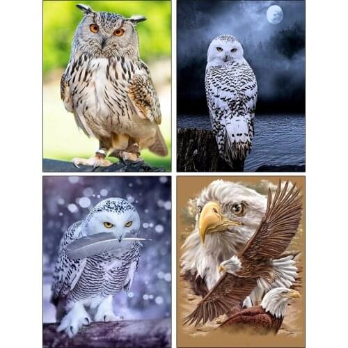 PDMDOG DIY 5D Diamond Painting Owl Animal Mosaic Cross Stitch Diamond Embroidery Rhinestone Full Round Drill Manual Hobby Home