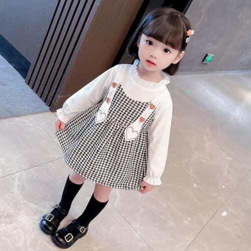 Little girl 2021 spring and autumn dress new girl foreign style doll collar long-sleeved princess dress dress strap dress two-pi