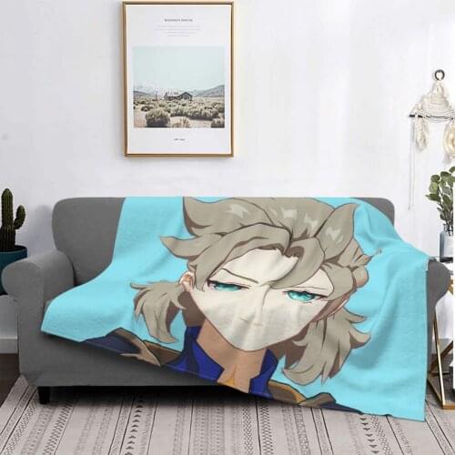 Smug Albedo Genshin Impact Blanket Coral Fleece Plush Decoration Anime Cute Super Soft Throw Blankets for Home Bedroom