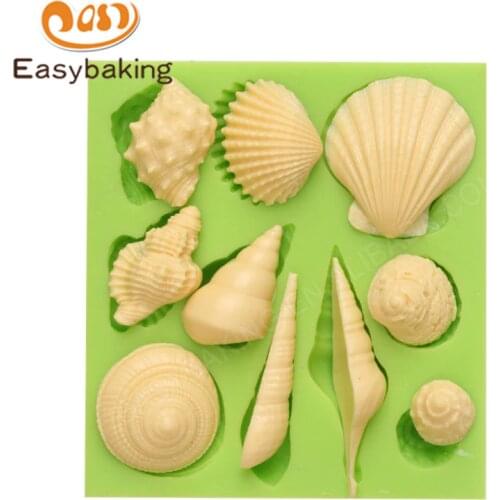 Popular Ocean Marine Animals Seashells and Conchs Silicone Mold Fondant Biscuit Cake Decoration Tool Arts & Crafts Mould