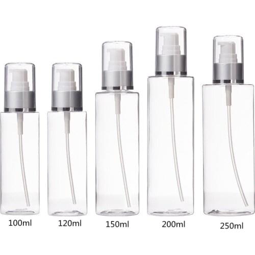 Transparent Full Cover Lotion Pump Bottles Plastic Refillable Containers Wholesale Makeup Emulsion Facial Cream Packing Cosmetic