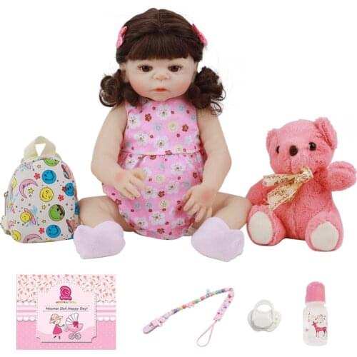 18 '' Realistic Newborn Baby Full Silicone Body Lifelike Bebe Reborn Dolls For Children Birthday Christmas Gift Shower Toy 48CM