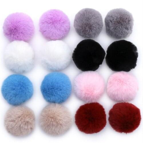 Wholesale 20pcs/lot Women Beanies Cap Faux Fur Pom pom 8cm Winter Artificial Fur Hairy ball For Knitted Skullies Hat Accessories