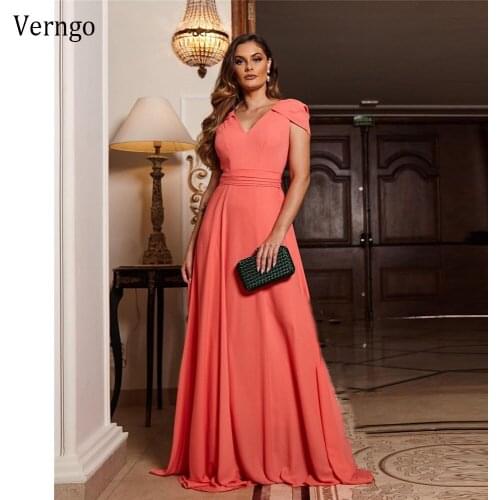 Verngo Blush Pink Chiffon Wedding Party Dresses Short Sleeves V Neck Mother Formal Prom Gowns Plus Size 2021 Evening Dress