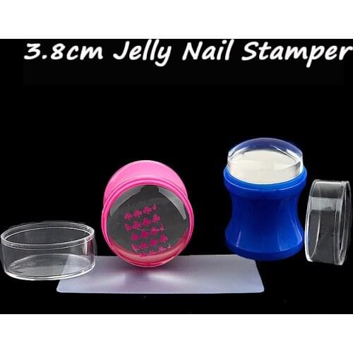 New Plastic 3.8cm Silicone Jelly Clear Refill Head Nail Stamper Scraper Set with Cap DIY Nail Polish Printing Transfer Tools