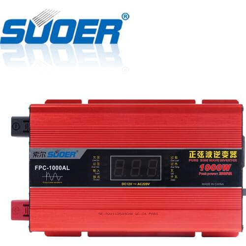 Suoer 【 Pure Sine Wave Inverter 】Pure Sine Wave Solar DC AC 12V 220V 1000W Off Grid Inverter (FPC-1000AL)