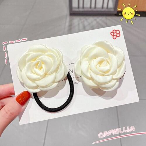 Vintage Camellia Hairpin Hair Rope Small Fragrant Breeze Satin Gentle Maiden Headdress Head Rope Rubber Band