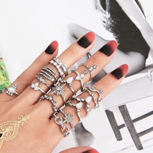 Vintage women rings set for girls bagues schmuck fashion jewellery accessories stainless steel ring for woman gifts sales