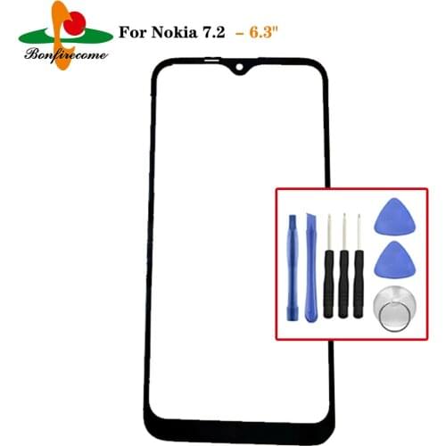 Outer Screen For Nokia 7.2 NK Front Touch Screen Panel LCD Display Outer Glass Cover Lens Repair Replace Parts