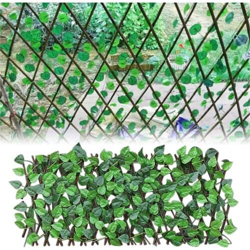 40/70CM Retractable Artificial Garden Trellis Fence Expandable Faux Ivy Privacy Fence Wood Vines Climbing Frame Gardening Decor