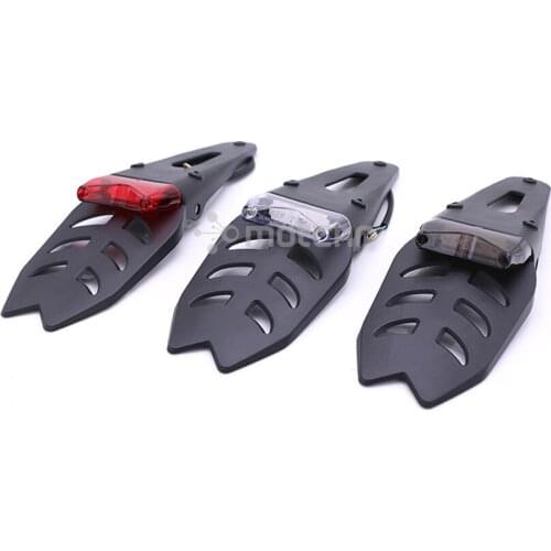 Rear Fender Black ABS License Plate Bracket Holder + Red 12V LED Taillight Brake Lamp Universal for Enduro Motocross