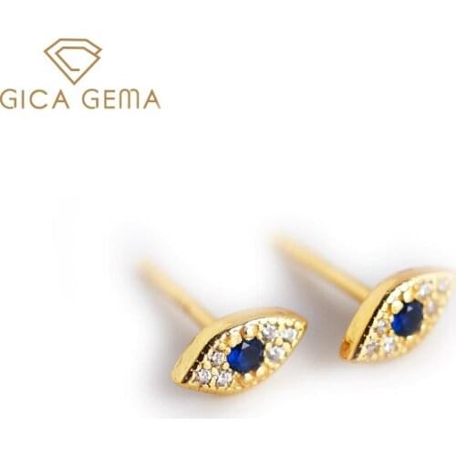 GICA GEMA Devils Eye Stud Earrings For Women Real 925 Sterling Silver Simple Anniversary Engagement Fine Jewelry 2021 Trend