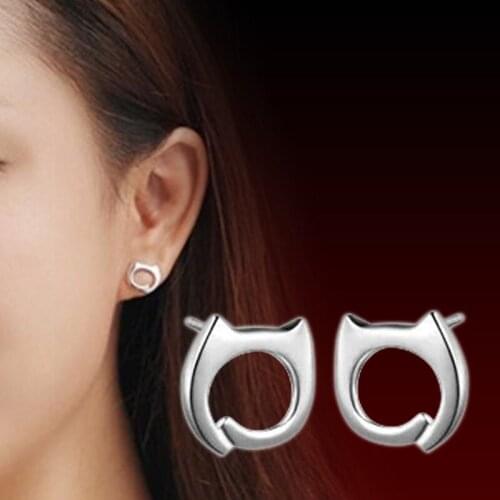 100% 925 sterling silver fashion cute cat design ladiesstud earrings women wholesale jewelry birthday gift drop shipping