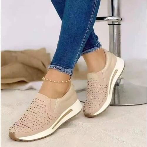 2021 Fashion Breathable Air Mesh Women Shoes Wedges Heel Shoes Ladies Knitting Sock Sneakers Women Platform Casual Shoes