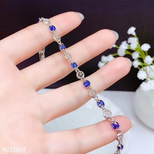 KJJEAXCMY Fine Jewelry 925 Sterling Silver inlaid gemstone sapphire women hand bracelet beautiful support detection