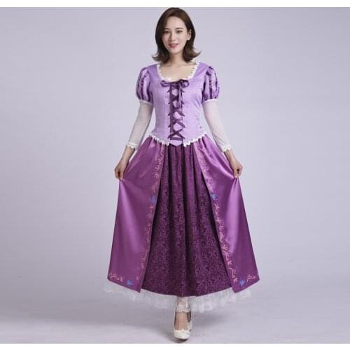 Adult Rapunzel cosplay costume princess Tangled Sofia dress Halloween Costume for women long Carnival Evening party dresses girl