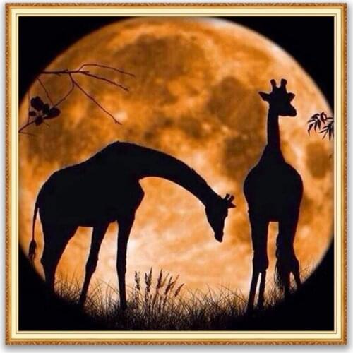 Animal Giraffe DIY Cross Stitch 11CT Embroidery Kits Craft Needlework Set Printed Canvas Cotton Thread Home Decoration Design