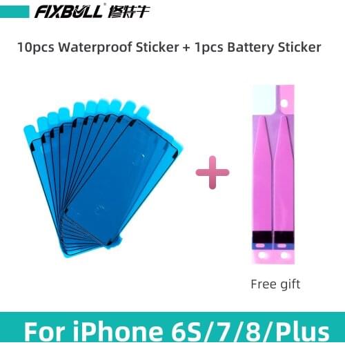 10pcs FIXBULL Battery Waterproof Sealing Adhesive Sticker For iPhone 6S 7 8 Plus + 1pcs Battery Adhesive Strips Tape Glue Repair