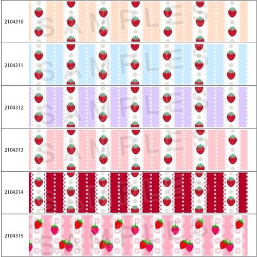 10yadrs Fruit Series Strawberry Pattern Printed Grosgrain / Satin Ribbons