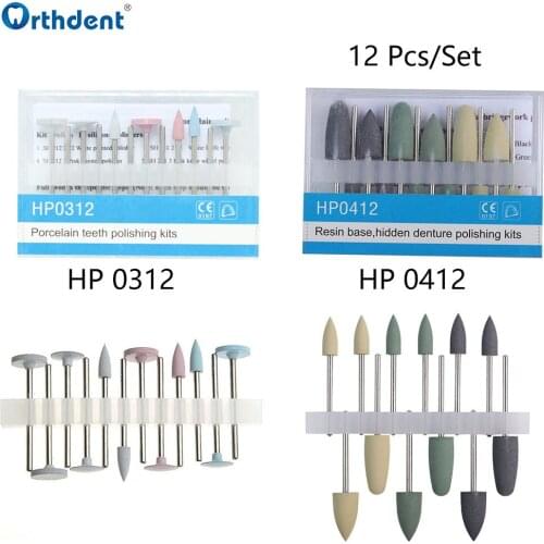 Orthdent 12 Pcs/Set Dental Porcelain Teeth Composite Polishing Kits HP 0312 HP 0412 Polisher for Low Speed Handpiece